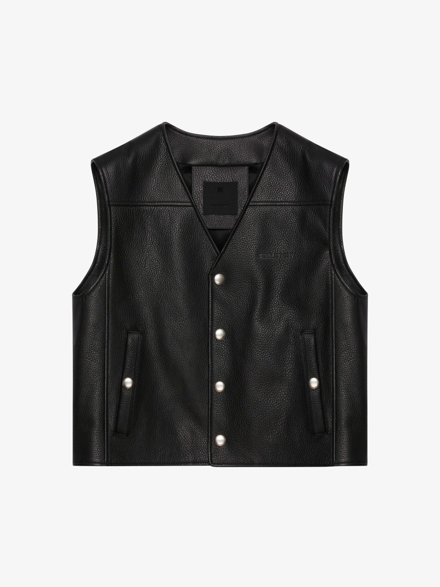 Uomini Givenchy Giacche E Cappotti | Gilet In Pelle Nero