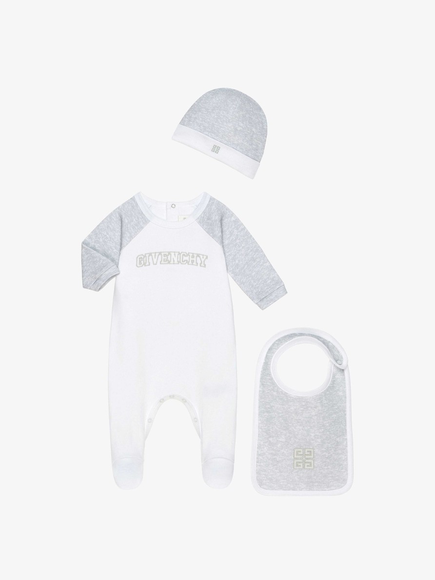 Uomini Givenchy Bambino (Da 1 Mese A 3 Anni) | Set Regalo Pigiama, Bavaglino E Cappello Grigio/Bianco