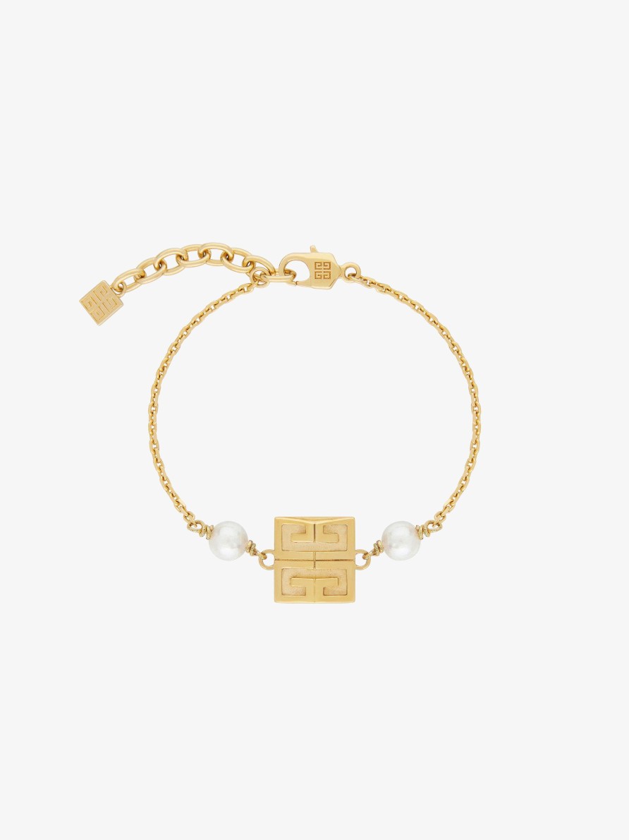 Donne Givenchy Gioielleria | Bracciale 4G In Metallo Con Perle Giallo Dorato