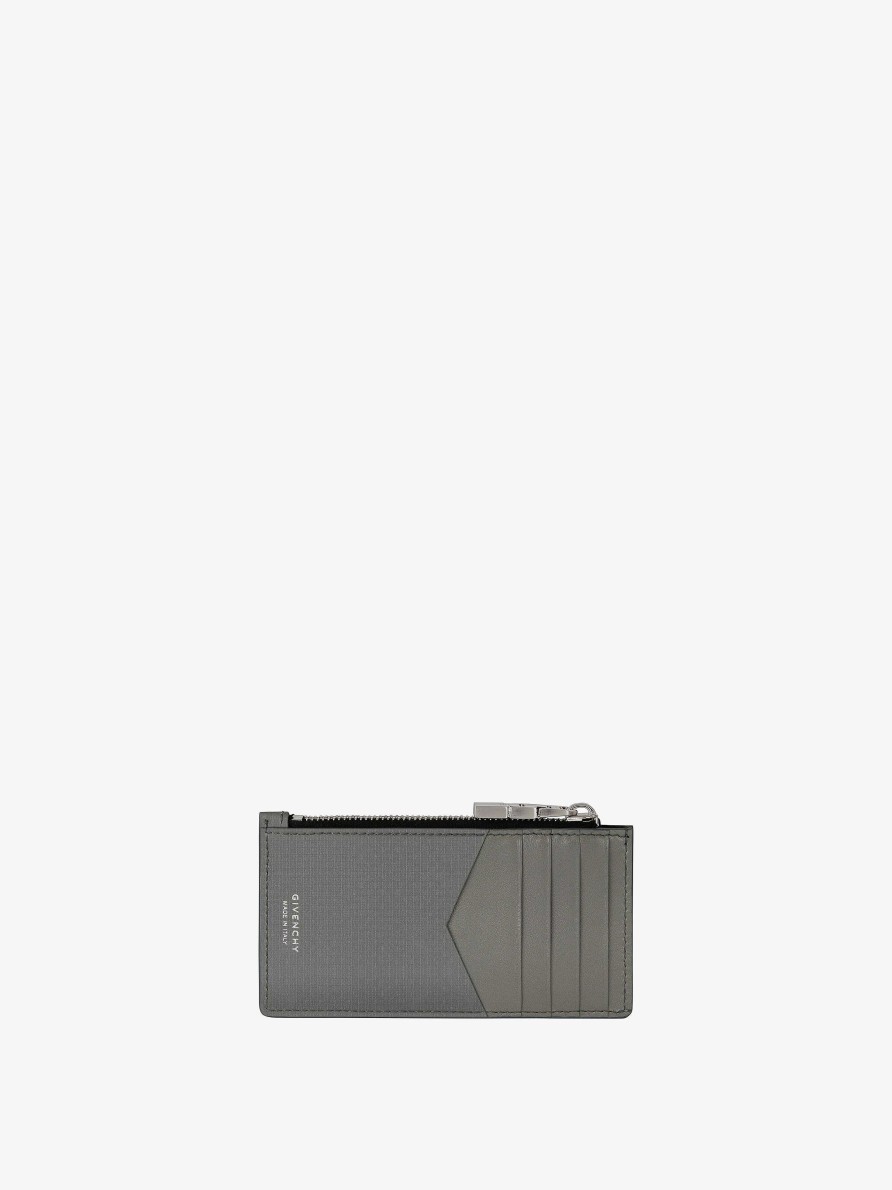 Uomini Givenchy Piccola Pelletteria | Porta Carte Con Zip Di Givenchy In Pelle 4G Grigio Quarzo