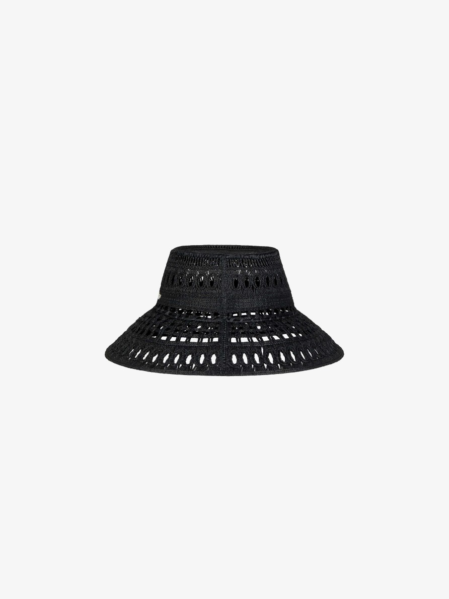 Donne Givenchy Altri Accessori | Cappello Da Pescatore Givenchy In Rafia Allacciata Nero