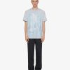 Uomini Givenchy Magliette | T-Shirt Oversize In Cotone Con Stampe Givenchy Bianco/Azzurro