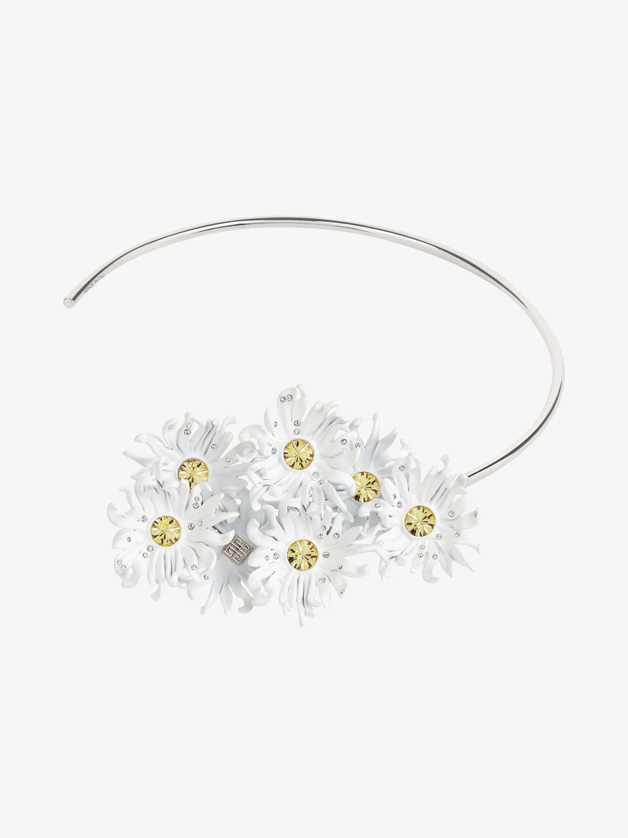 Donne Givenchy Gioielleria | Collana Daisy Torque In Metallo E Smalto Con Cristalli Bianco