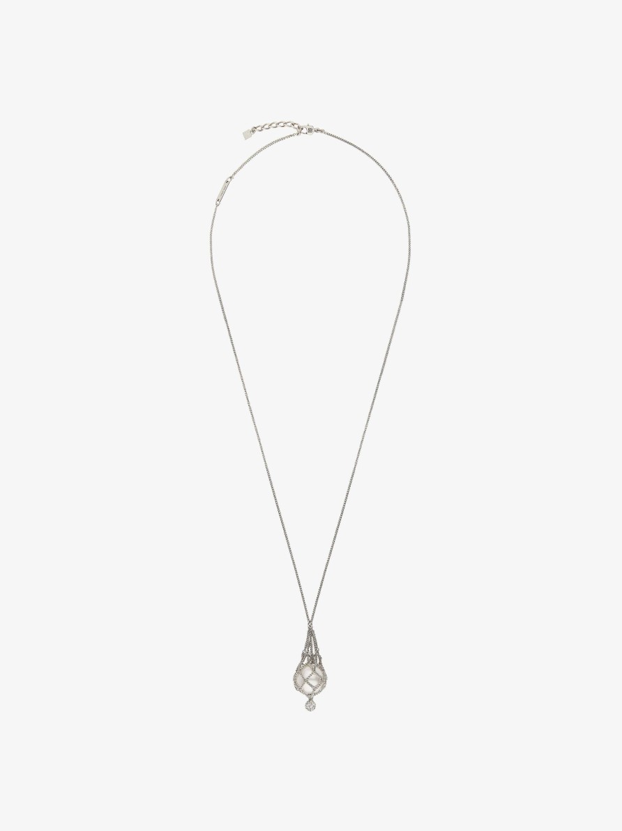 Donne Givenchy Gioielleria | Collana Di Perle In Metallo Con Perle E Cristalli Bianco/Argento