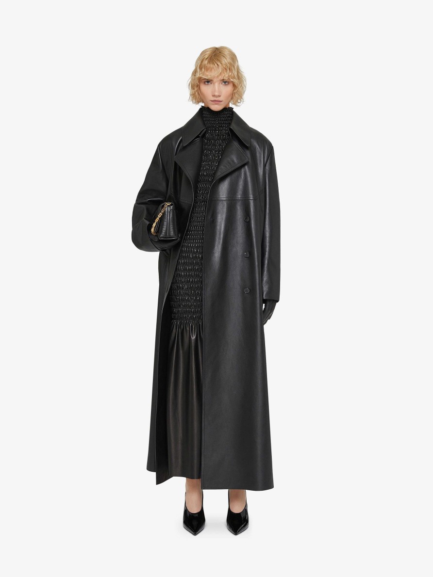 Donne Givenchy Giacche E Cappotti | Trench In Pelle Nero