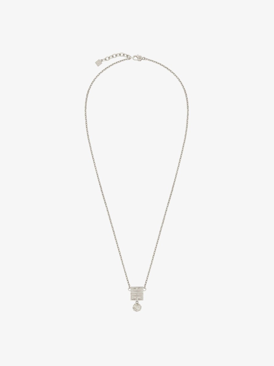 Donne Givenchy Gioielleria | Collana 4G In Metallo Con Cristalli Argenteo