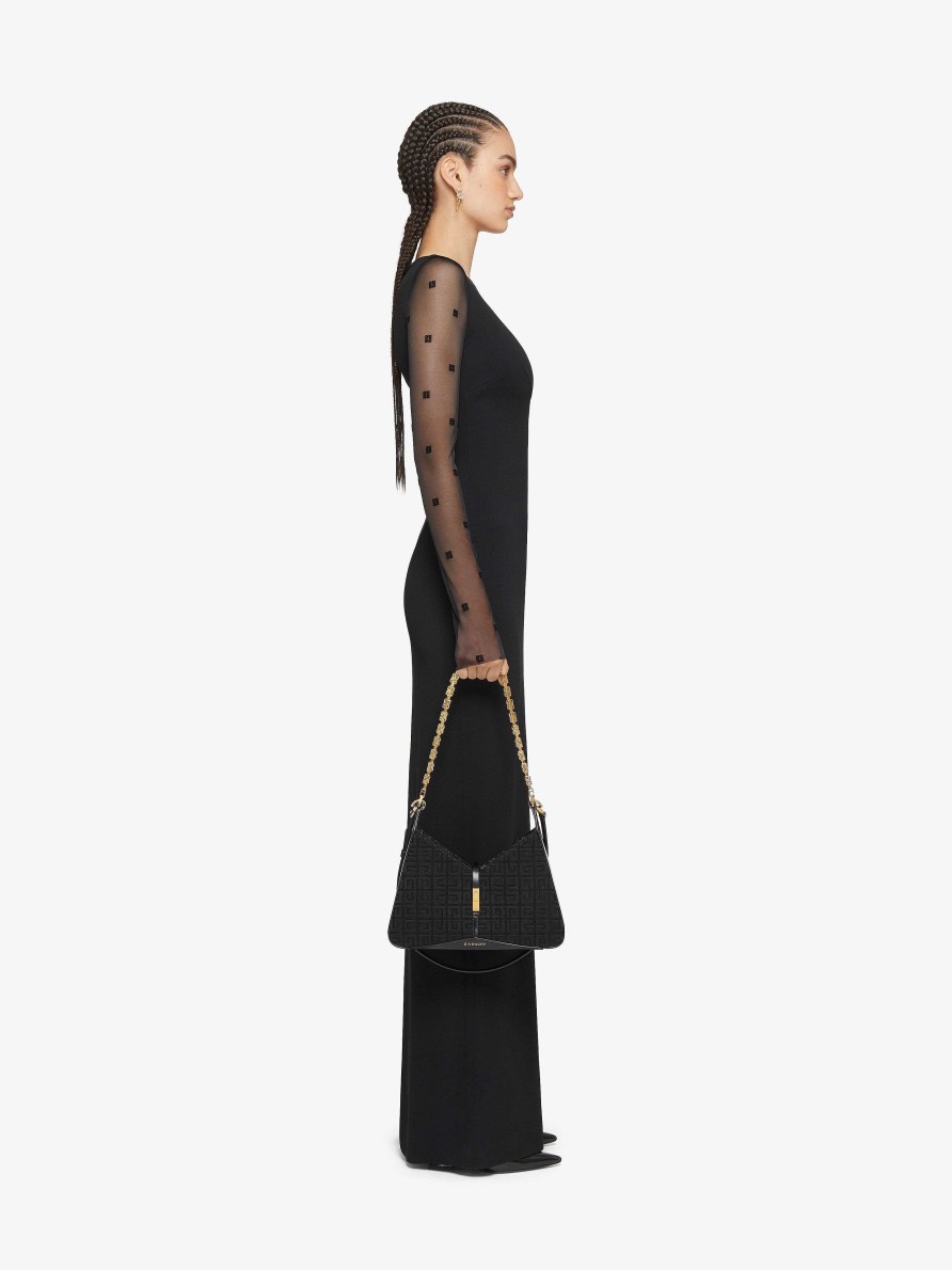 Donne Givenchy Vestiti | Abito In Stretch Zibellino E Tulle 4G Nero