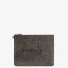 Uomini Givenchy Piccola Pelletteria | Pochette Givenchy Grande In Pelle Craquele Nero/Grigio