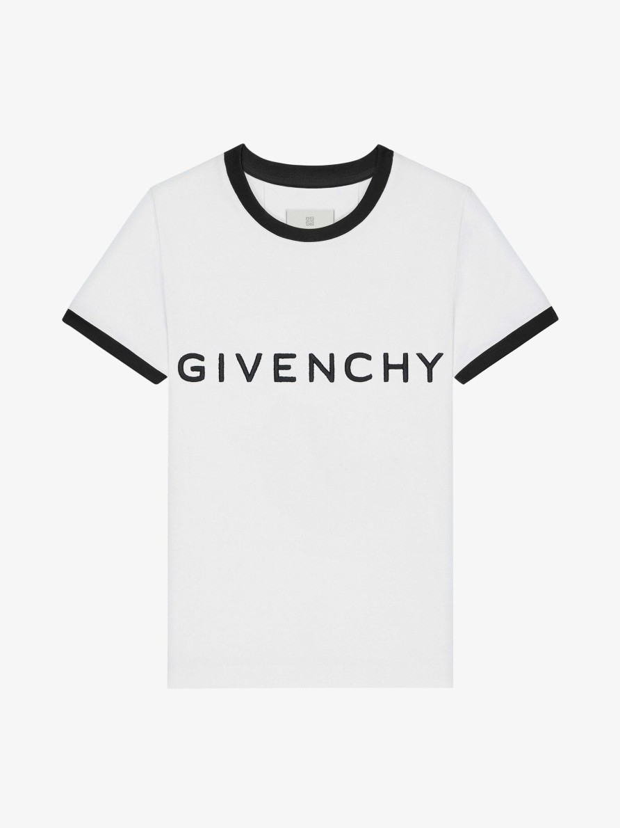 Donne Givenchy Magliette | T-Shirt Givenchy Archetype Slim Fit In Cotone Bianco Nero