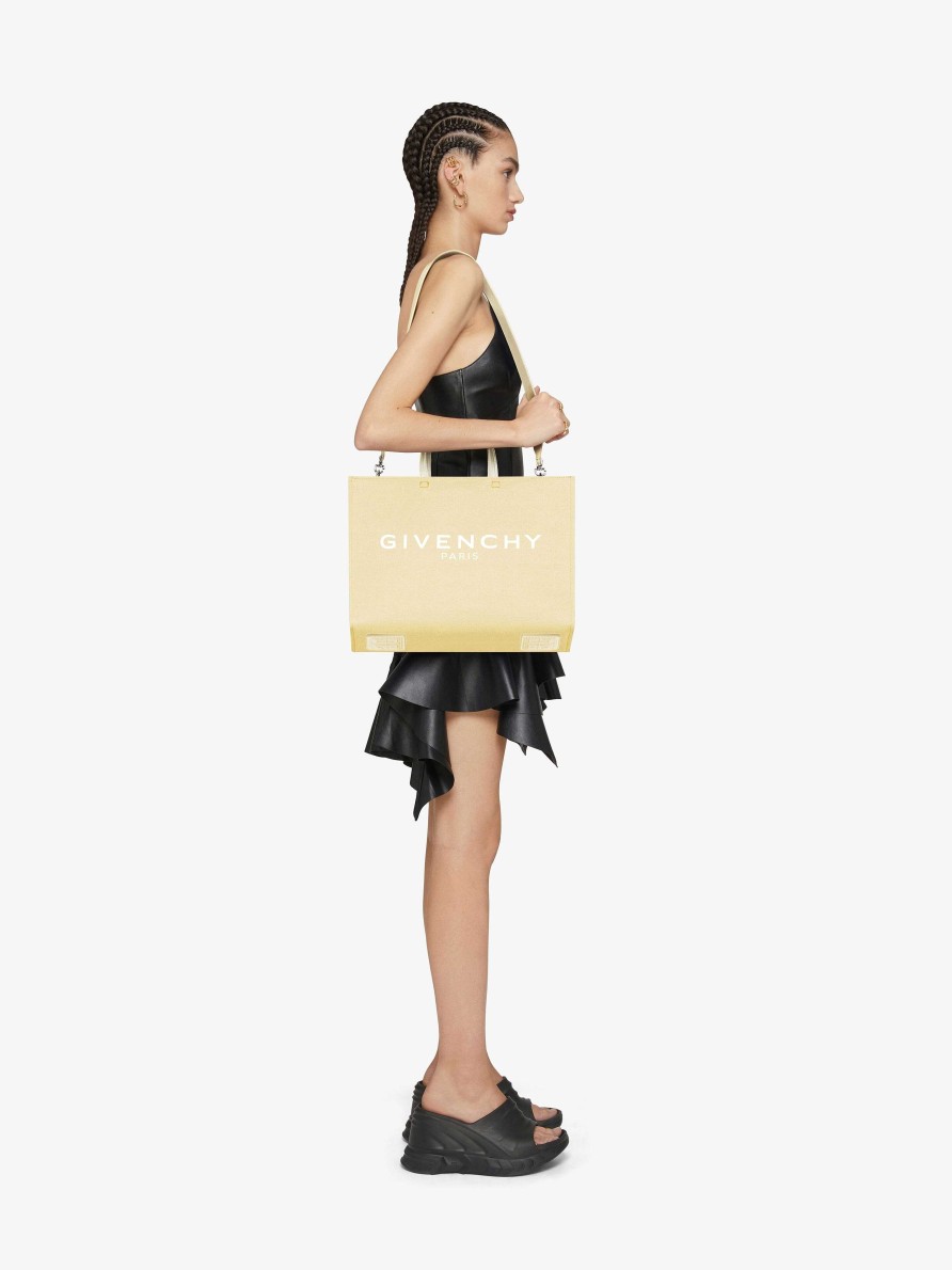 Donne Givenchy Borsa G | Borsa Shopping G-Tote Media In Tela Giallo Pallido