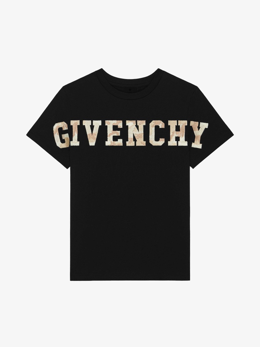 Uomini Givenchy Ragazzo (Da 4 A 12 Anni) | T-Shirt In Jersey Ricamato Nero