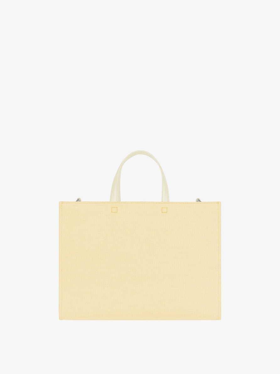 Donne Givenchy Borsa G | Borsa Shopping G-Tote Media In Tela Giallo Pallido