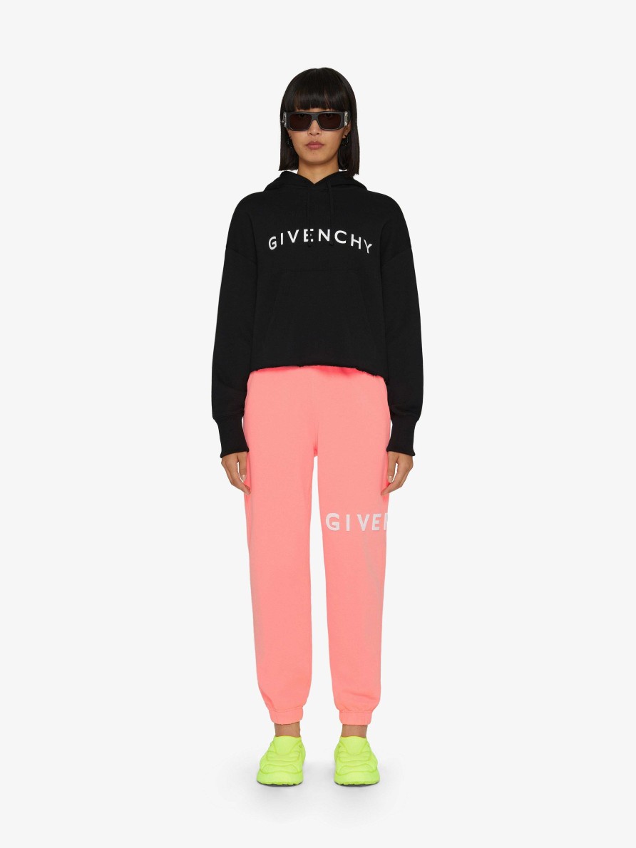 Donne Givenchy Felpe E Felpe Con Cappuccio | Felpa Corta Con Cappuccio Givenchy Archetype In Pile Nero