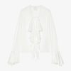 Donne Givenchy Top E Camicie | Blusa In Seta 4G Con Volant Bianco