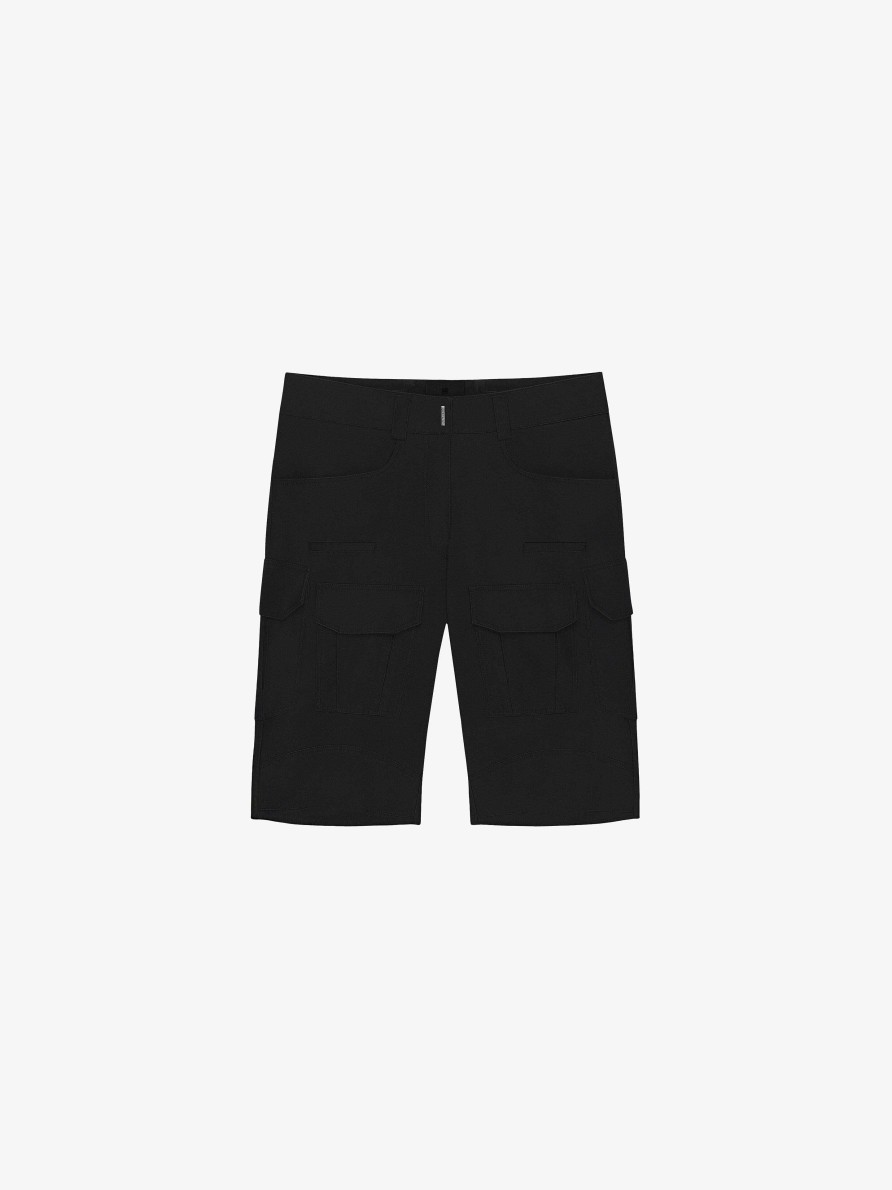 Donne Givenchy Pantaloni | Bermuda Cargo In Seta Nero