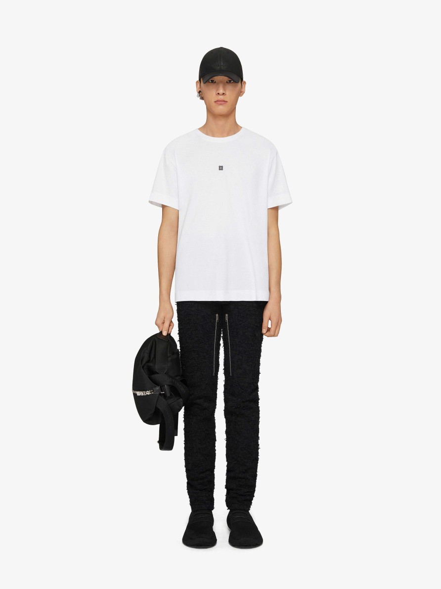 Uomini Givenchy Magliette | T-Shirt In Jersey Con Ricamo Givenchy 4G Bianco