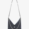 Donne Givenchy Borse A Tracolla | Borsa Piccola Ritagliata In Denim Lavato Con Catena Nero