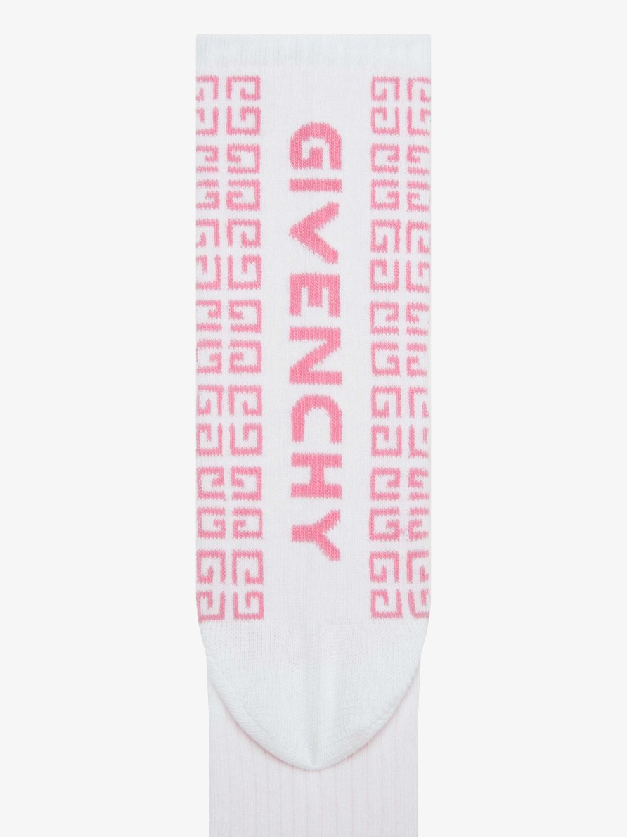 Donne Givenchy Ragazza (Da 4 A 12 Anni) | Calzini In Jacquard 4G Bianco/Rosa