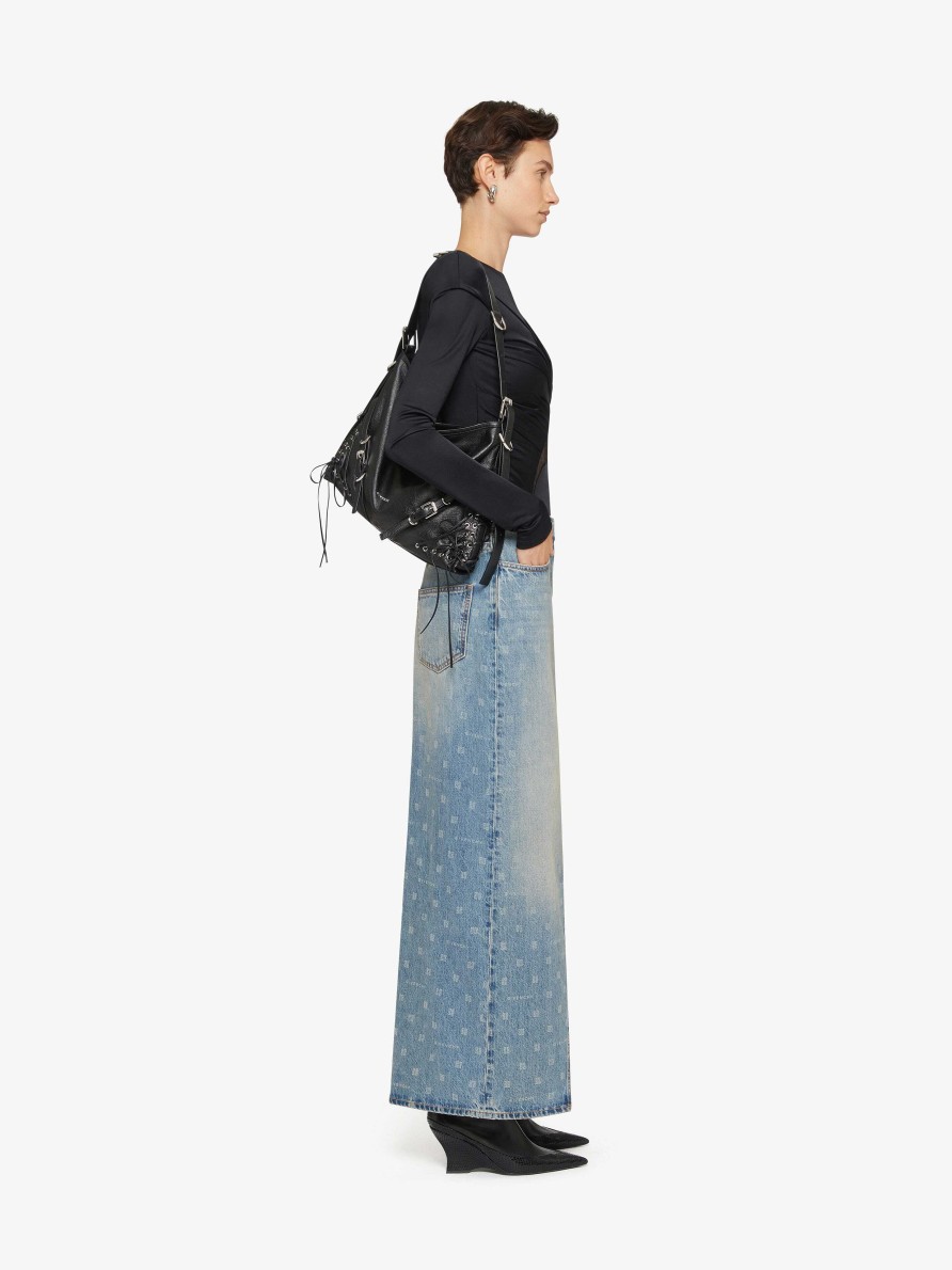 Donne Givenchy Gonne | Gonna In Denim Givenchy 4G Con Spacco Blu Medio