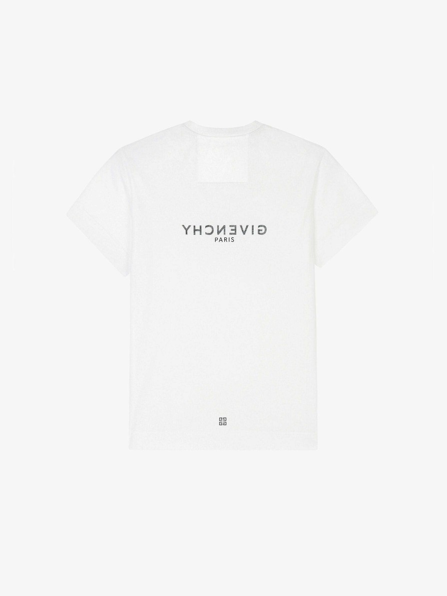 Donne Givenchy Magliette | T-Shirt Reverse Slim Fit Di Givenchy In Cotone Bianco