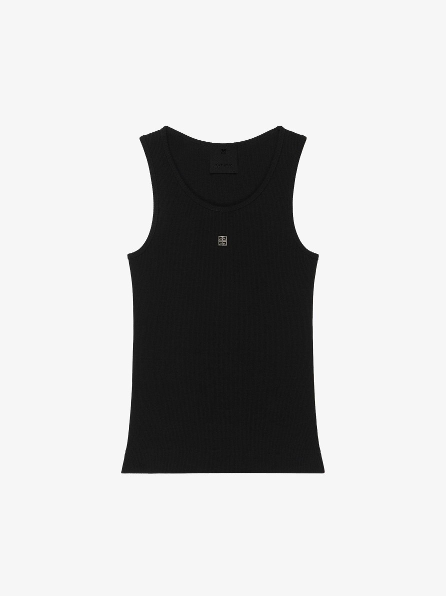 Donne Givenchy Magliette | Canotta Slim Fit In Cotone Con Dettaglio 4G Nero