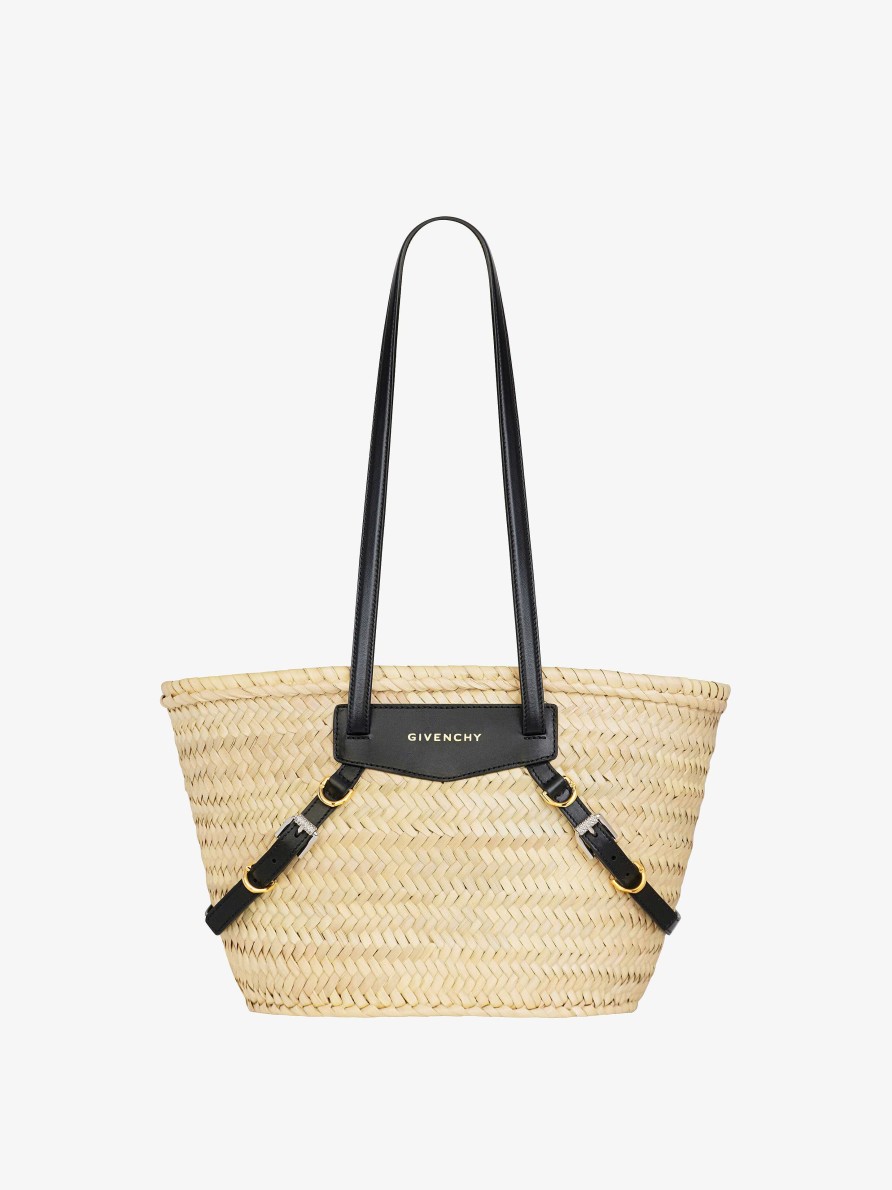 Donne Givenchy Voi | Borsa Basket Piccola Voyou In Rafia Nero