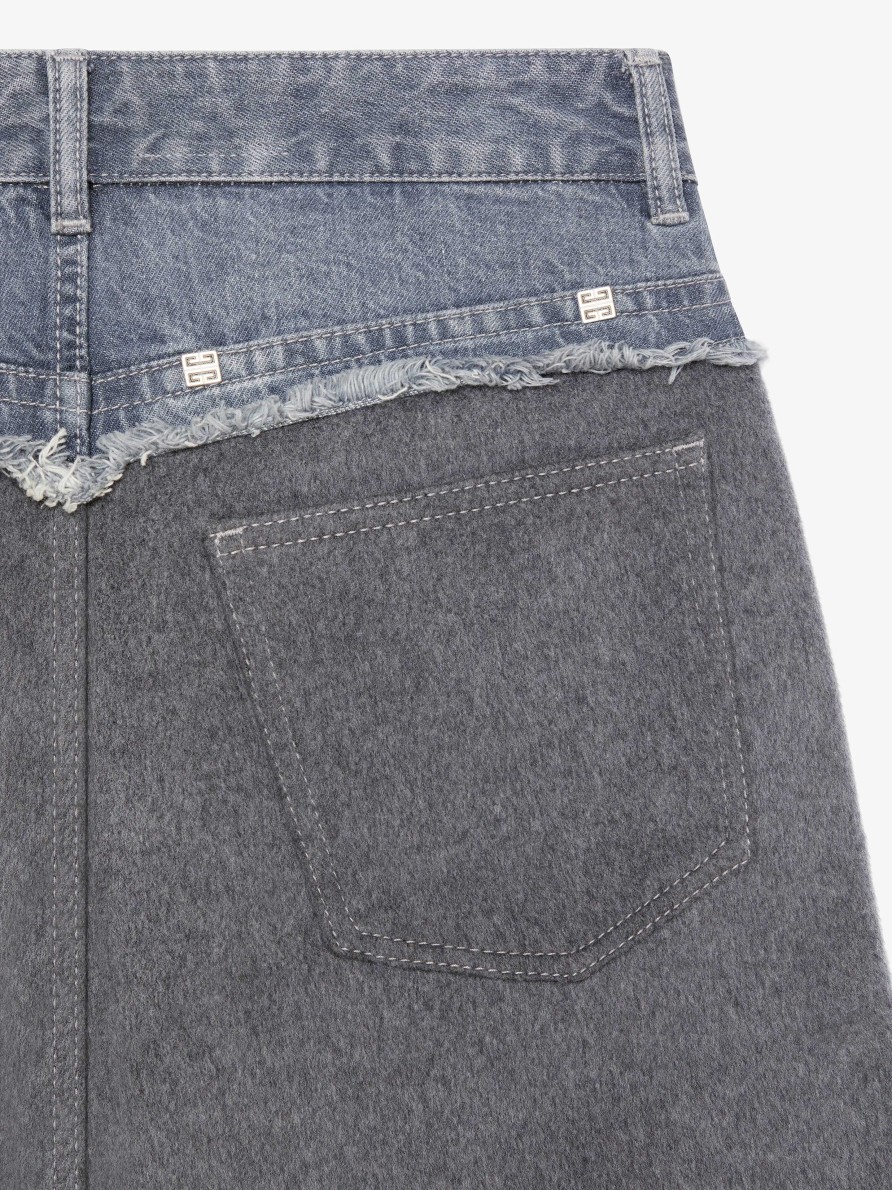 Donne Givenchy Pantaloni | Jeans Oversize In Misto Denim E Flanella Grigio