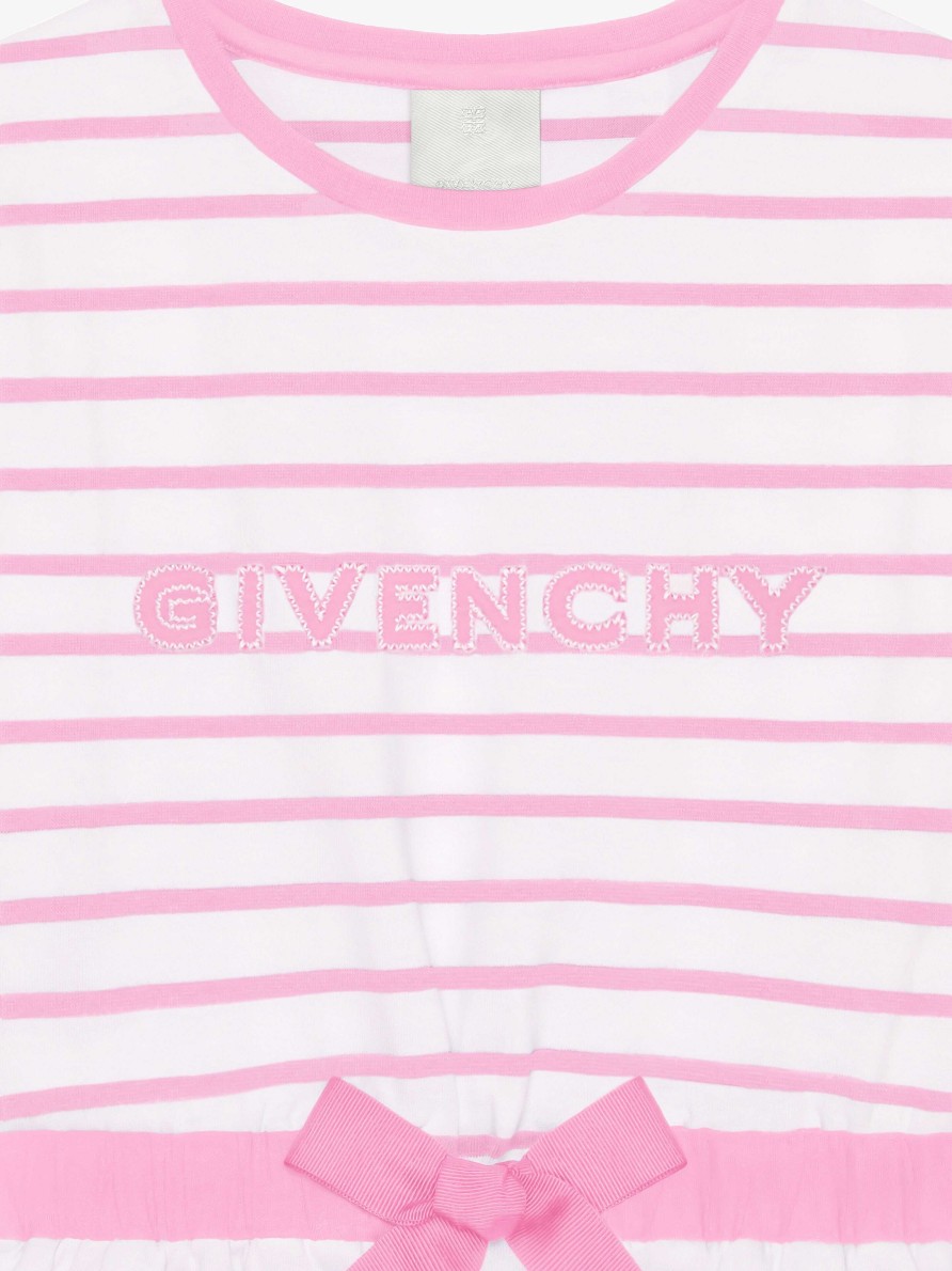 Donne Givenchy Ragazza (Da 4 A 12 Anni) | Abito Givenchy In Cotone Con Righe Bianco/Rosa