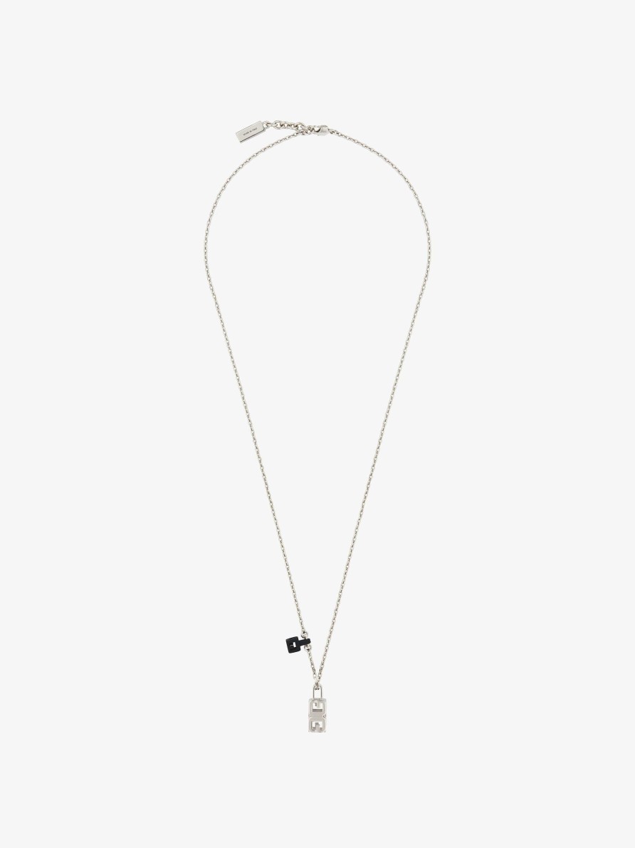 Uomini Givenchy Gioielleria | Collana Con Pendente G Cube In Metallo Nero/Argento