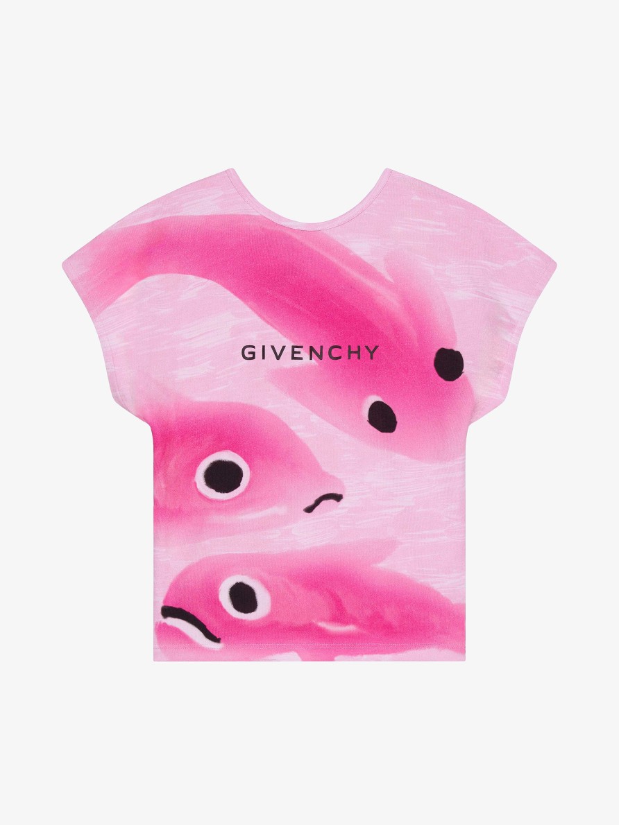 Donne Givenchy Ragazza (Da 4 A 12 Anni) | T-Shirt In Cotone Con Stampa Pesci Di Givenchy Rosa