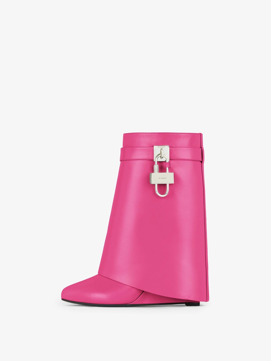 Donne Givenchy Stivali E Stivaletti | Stivaletti Shark Lock In Pelle Rosa Fluo