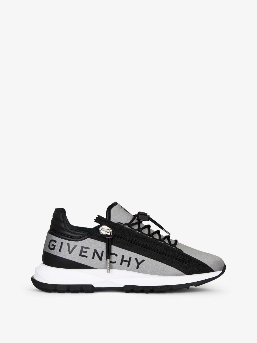 Uomini Givenchy Scarpe Da Ginnastica | Sneakers Spectre Runner In Fibra Sintetica 4G Con Zip Grigio/Nero