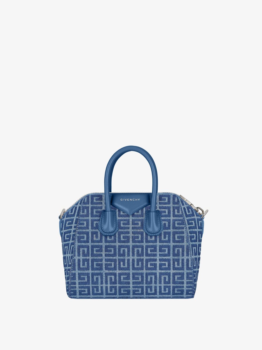 Donne Givenchy Antigona | Borsa Mini Antigona In Denim 4G Blu Medio