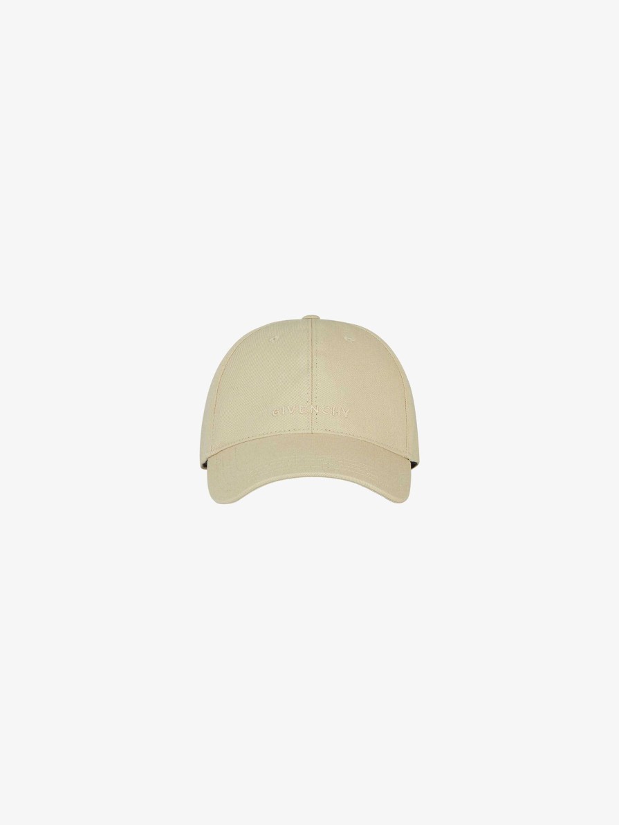 Uomini Givenchy Berretti E Berretti | Cappellino Ricamato Givenchy In Cotone Oro Pallido