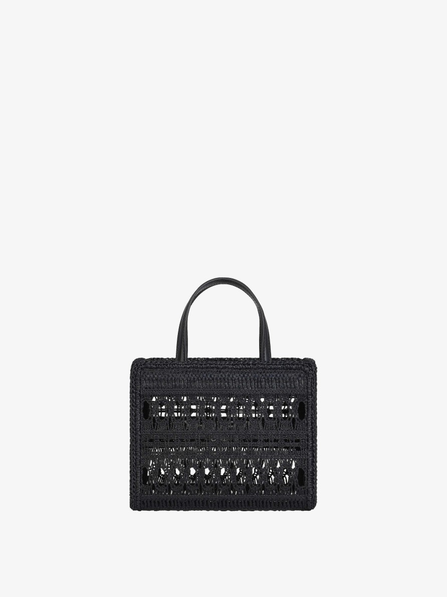 Donne Givenchy Borsa G | Borsa Shopping Mini G-Tote In Rafia Stringata Nero