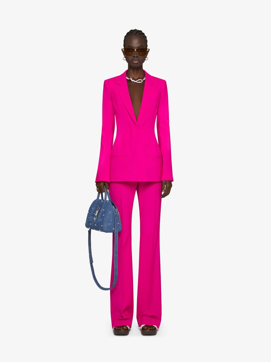 Donne Givenchy Giacche E Cappotti | Giacca Slim Fit In Lana Con Maniche Svasate Fucsia