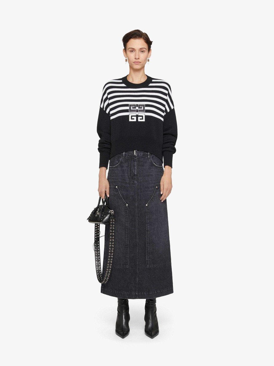 Donne Givenchy Gonne | Gonna In Denim Con Toppe Nero Sbiadito