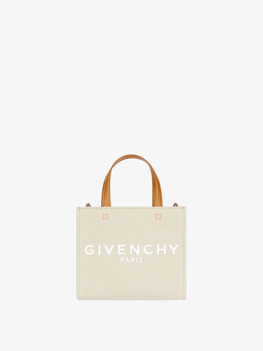 Donne Givenchy Borsa G | Borsa Shopping Mini G-Tote In Tela Beige Naturale