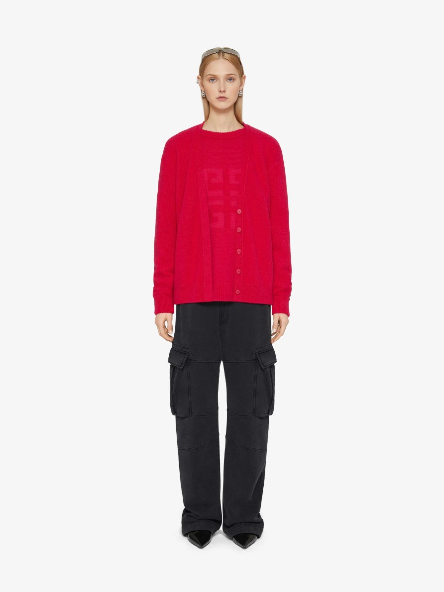 Donne Givenchy Maglieria | Cardigan 4G In Cashmere E Seta Ciclamino