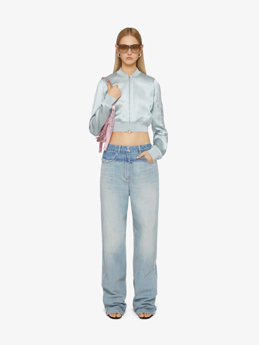 Donne Givenchy Pantaloni | Jeans Oversize In Denim Misto Blu Pallido