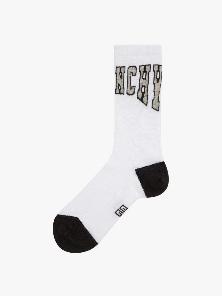 Uomini Givenchy Ragazzo (Da 4 A 12 Anni) | Calzini College Di Givenchy In Cotone Nero Bianco