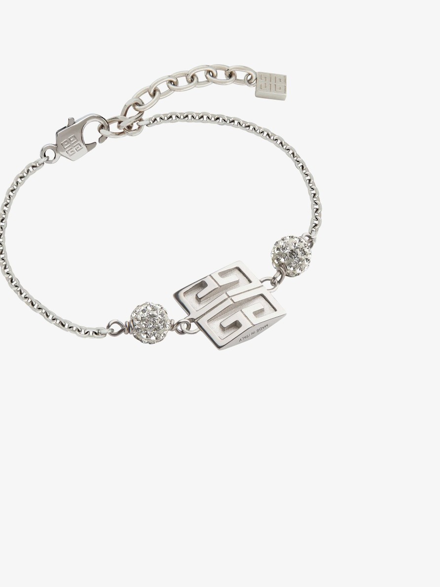 Donne Givenchy Gioielleria | Bracciale 4G In Metallo Con Cristalli Argenteo