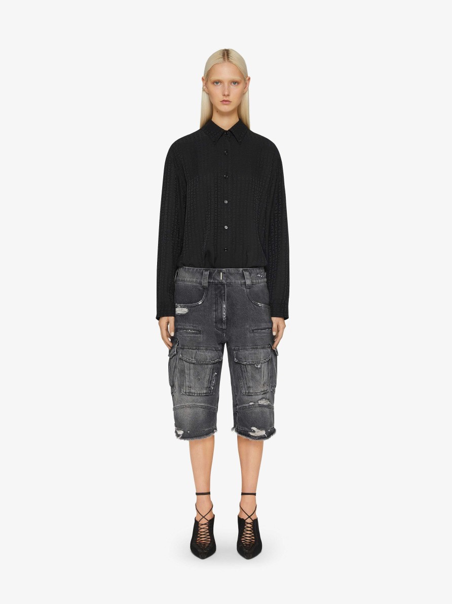 Donne Givenchy Top E Camicie | Camicia Oversize In Seta Givenchy Nero