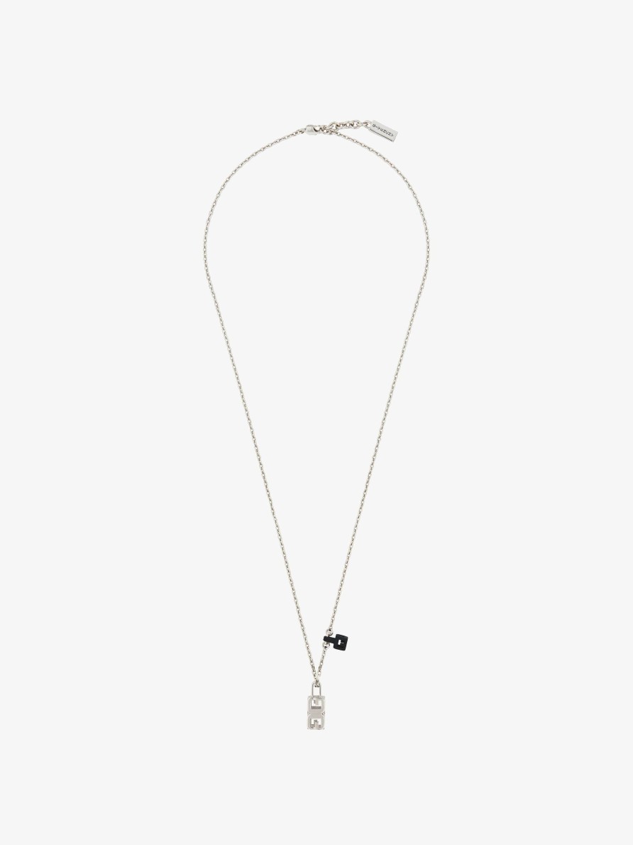 Uomini Givenchy Gioielleria | Collana Con Pendente G Cube In Metallo Nero/Argento