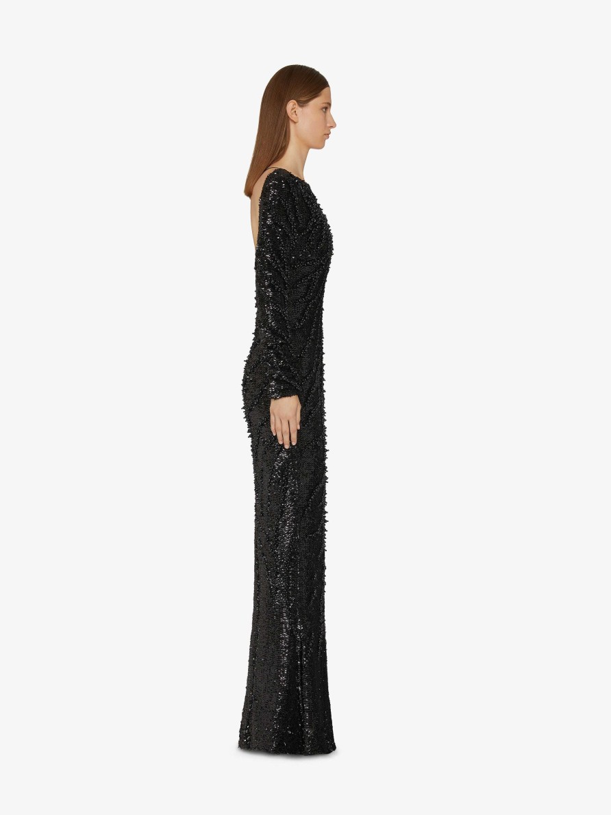 Donne Givenchy Vestiti | Abito Con Ricamo Di Paillettes E Perle Nero