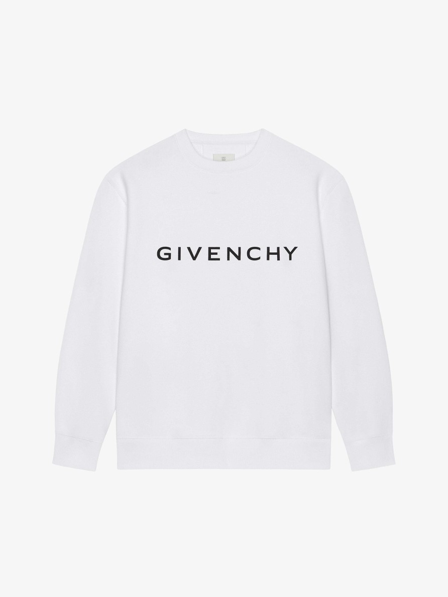 Uomini Givenchy Felpe E Felpe Con Cappuccio | Felpa Givenchy Archetype Slim Fit In Pile Bianco