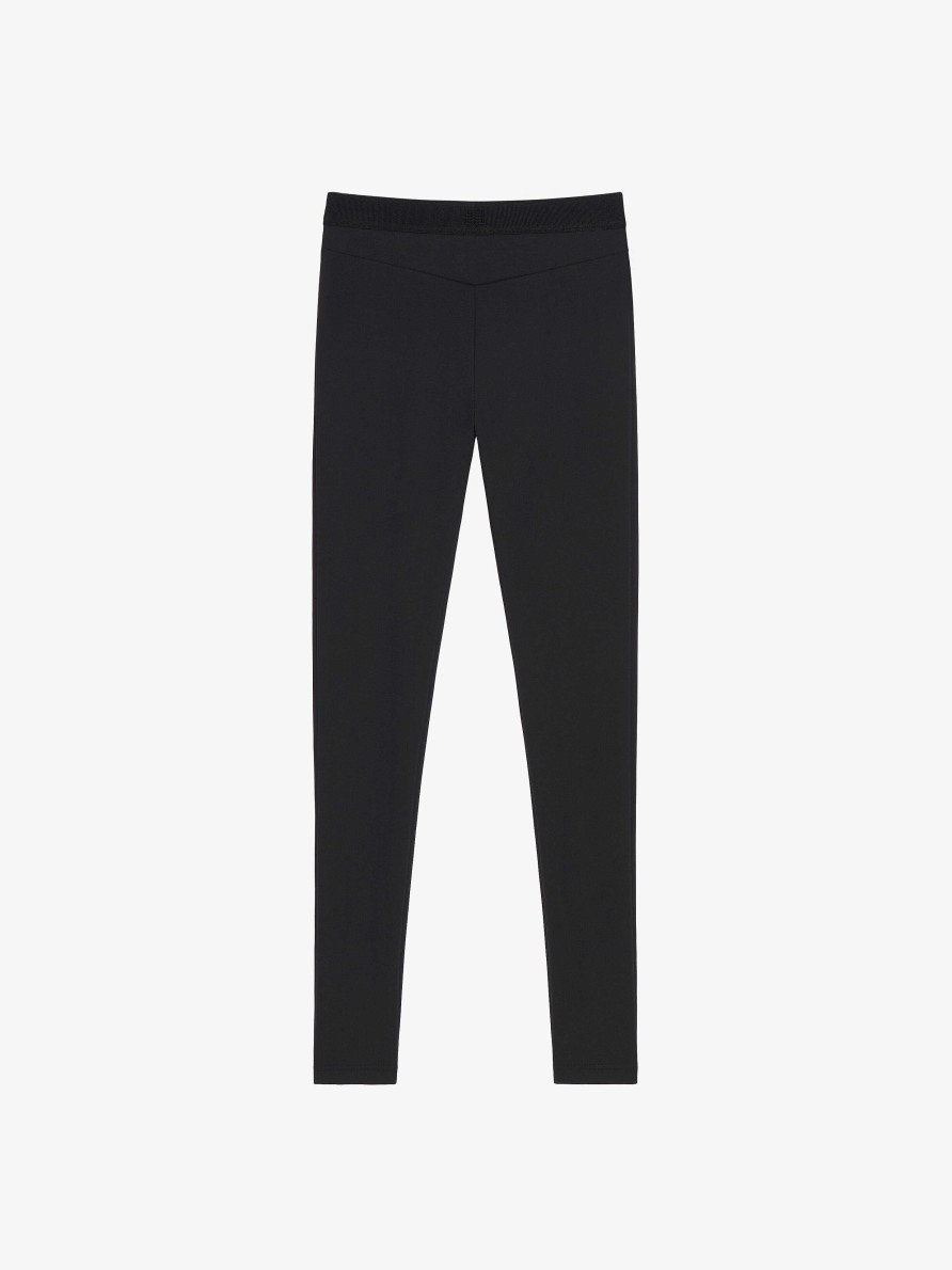 Donne Givenchy Pantaloni | Leggings In Jersey Con Cintura Di Givenchy Nero