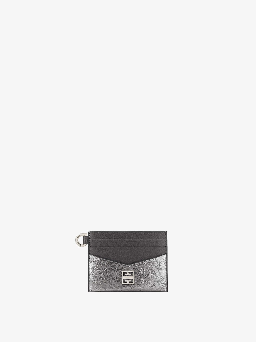 Donne Givenchy Piccola Pelletteria | Porta Carte 4G In Pelle Laminata Grigio Argentato