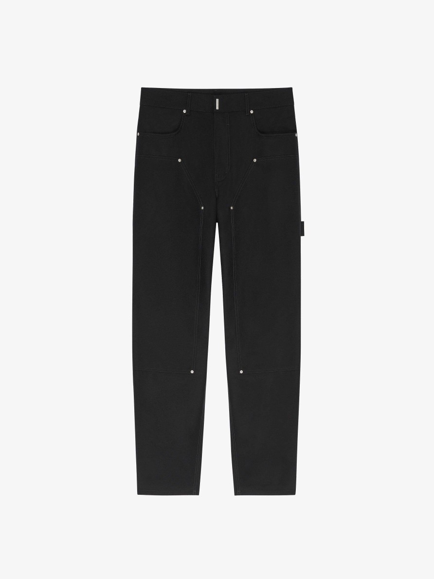 Uomini Givenchy Pantaloni | Pantaloni Carpentiere In Flanella Di Lana Nero