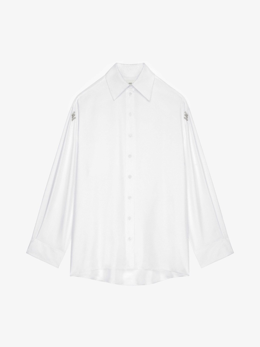 Donne Givenchy Top E Camicie | Camicia In Seta Con Cristalli Bianco